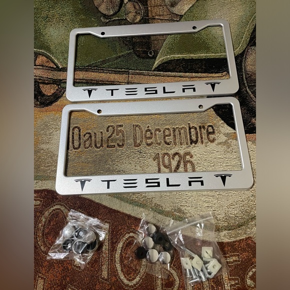 Tesla Silver License Plate Frames - Picture 1 of 5